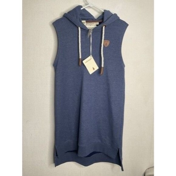 NWT Wanakome Indigo Blue Hooded Drawstring RopeString Hoodie Dress Women Size XL - Picture 1 of 13